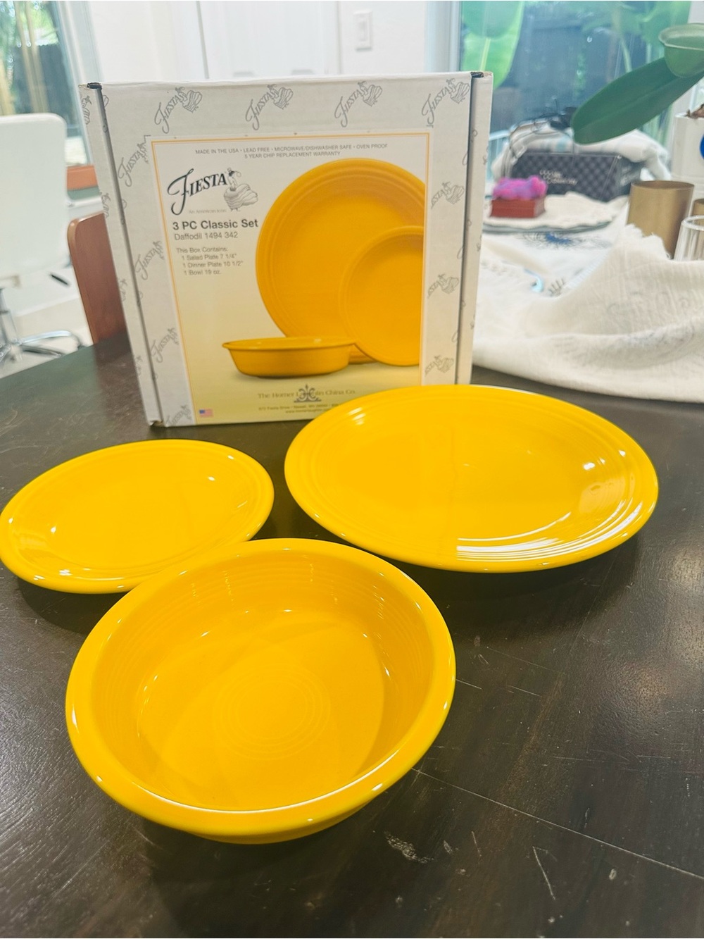 Fiesta Bright Daffodil 3-Piece Rim Classic Dish Set NWT - Picture 3 of 6
